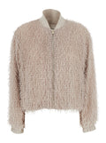 Pink Jacket Bomber With Front Zip Closure Womens