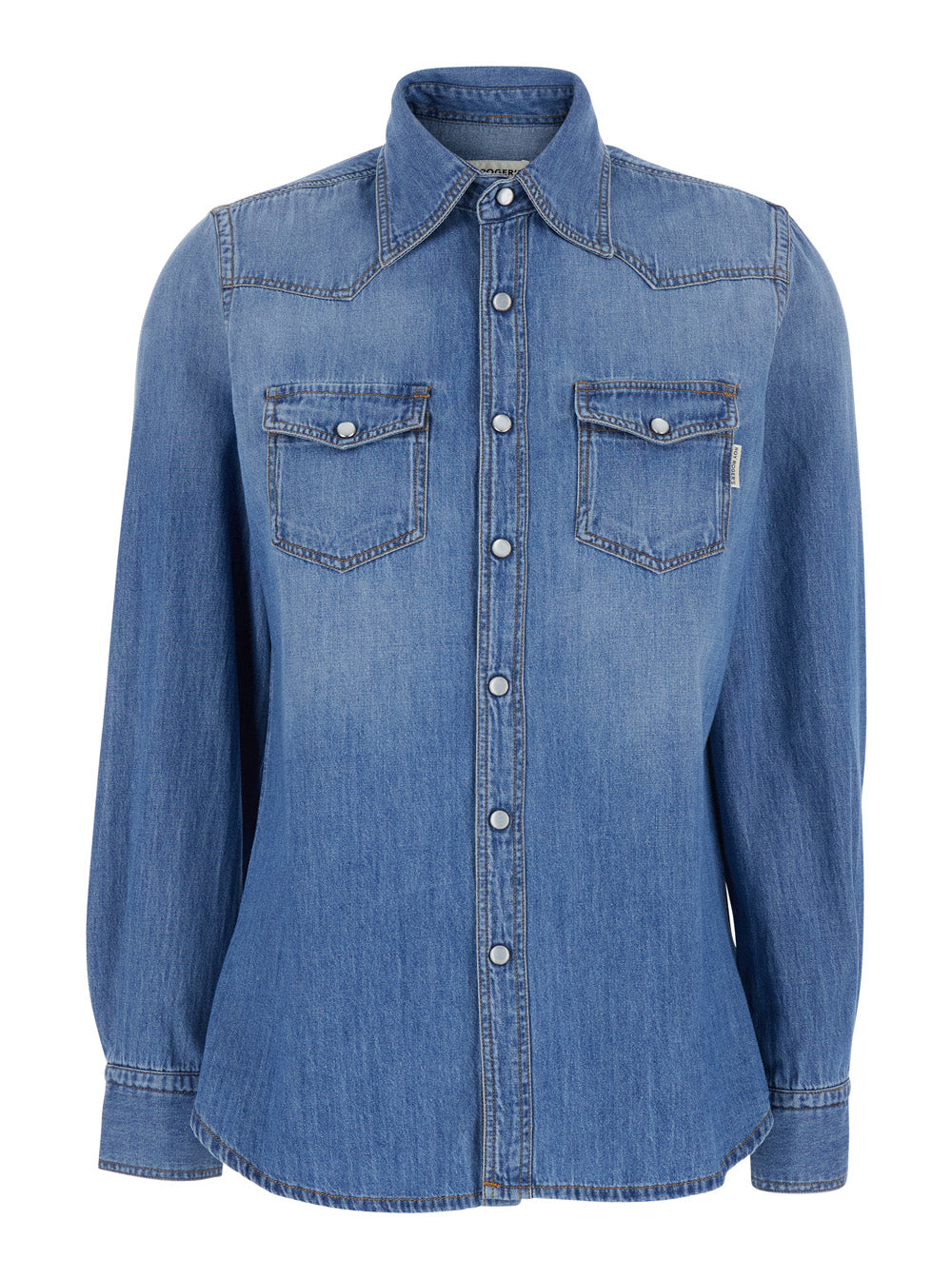 Womens Blue Ranch Denim Shirt with Long Sleeves Light And Blouses