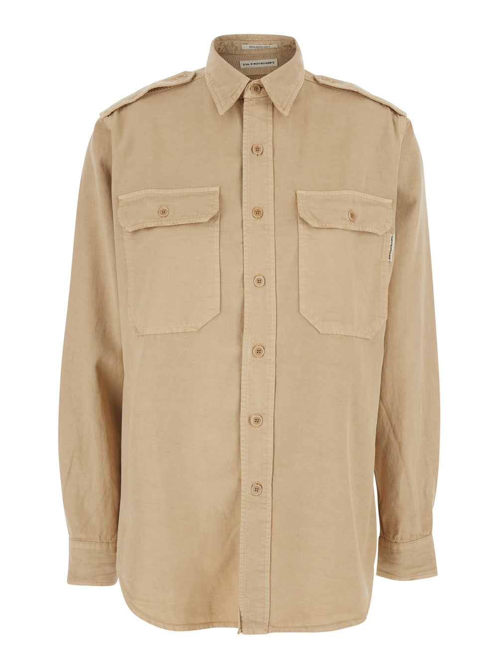 Military Shirt R.R.EVA HERZIGOVA Beige with Utility Style Details in Cotton for Men And Blouses