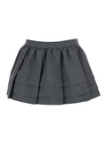Gray Tuck Detail Pleated Skirt with Pleats and Stripe Details in Wool Polyester for Women Grey