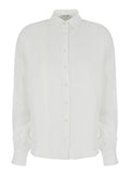 White Antonia Shirt With Pointed Collar And Long Sleeves For Women Blouses