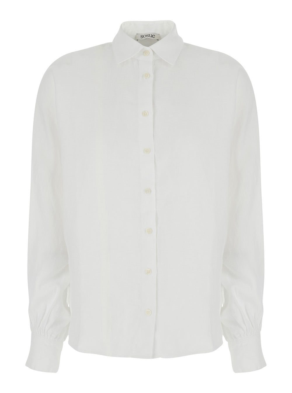 White Antonia Shirt With Pointed Collar And Long Sleeves For Women Blouses