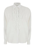 Shirt Antonia Slim Ruffle White With Ruffles On The Front Cotton For Women And Blouses
