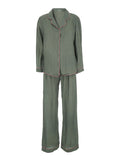 Pajama Set Pijamasetwithbagl779 Green With Elegant Details Fabric Women Suits