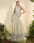 Celery Green Halter Jumpsuit By KYNAH, Luxury Indian Fashion & Bridal Wear