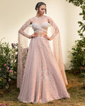 Old Rose Crystal Lehenga With Beaded Blouse By KYNAH, Luxury Indian Fashion & Bridal Wear