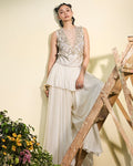 Ivory Chiffon Tunic With Wide Legged Pants By KYNAH, Luxury Indian Fashion & Bridal Wear