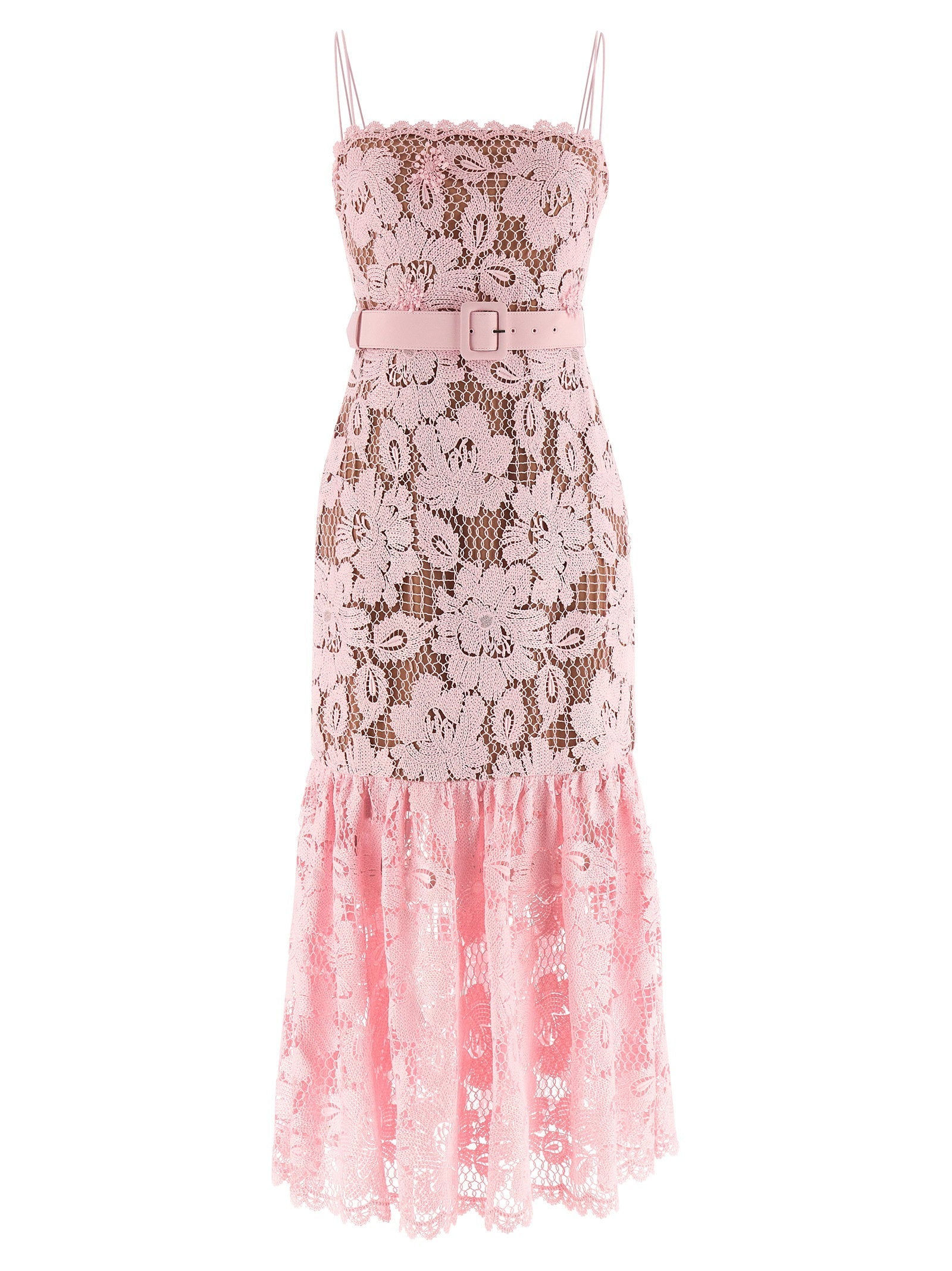 Self-Portrait Crochet Lace Dress — Pink