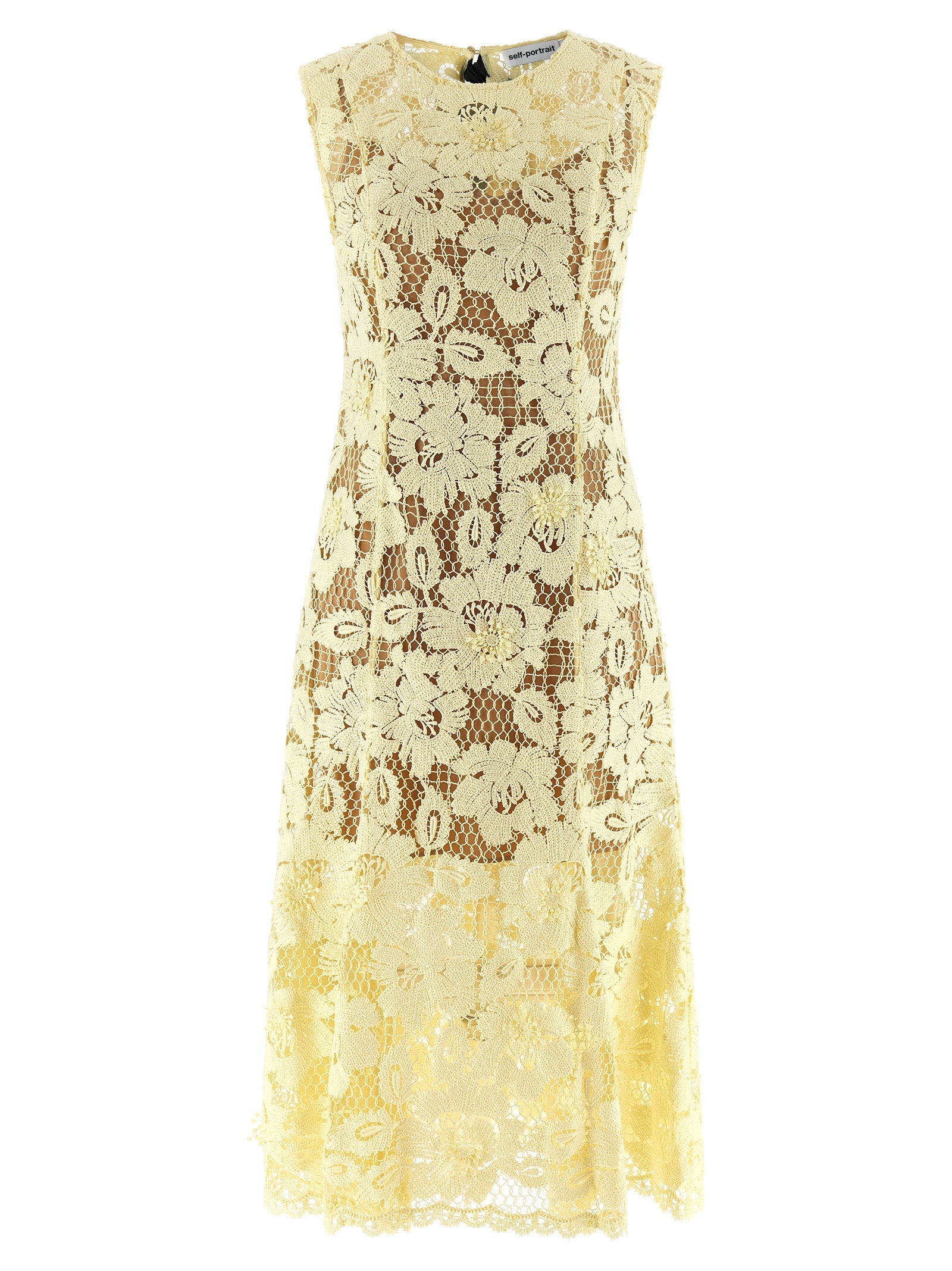 Self-Portrait Crochet Lace Dress — Yellow