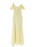 Self-Portrait Satin Striped Dress — Pale yellow