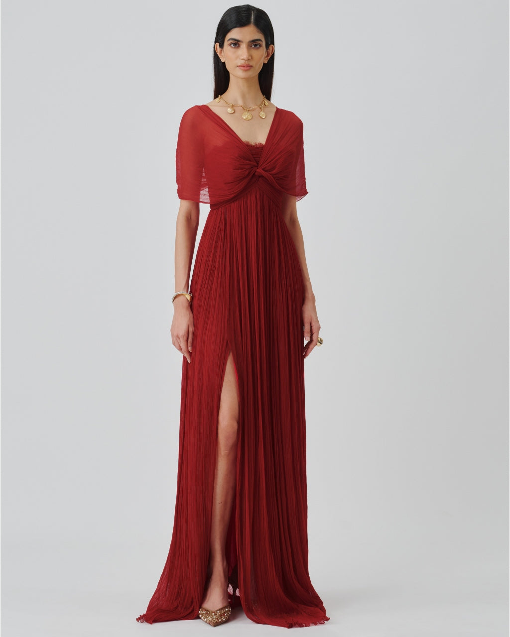 Scarlet Muse Ruched Gown By KYNAH, Luxury Indian Fashion & Bridal Wear