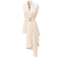 Asymmetrical Sleeveless Blazer - Ecru