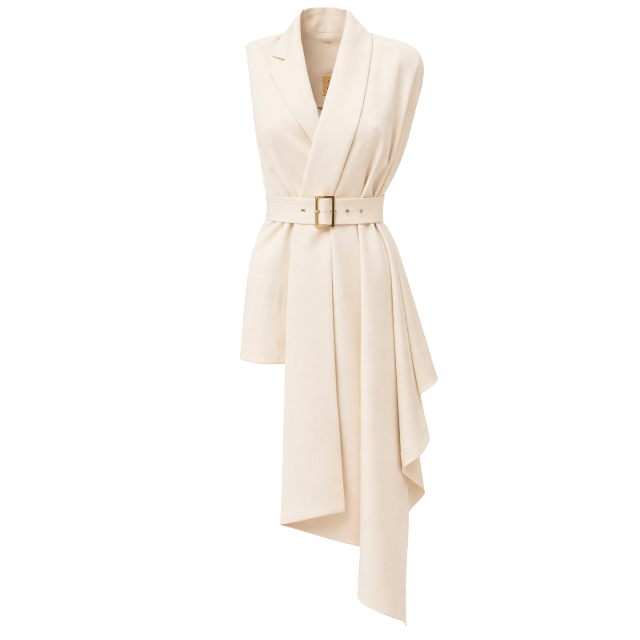 Asymmetrical Sleeveless Blazer - Ecru