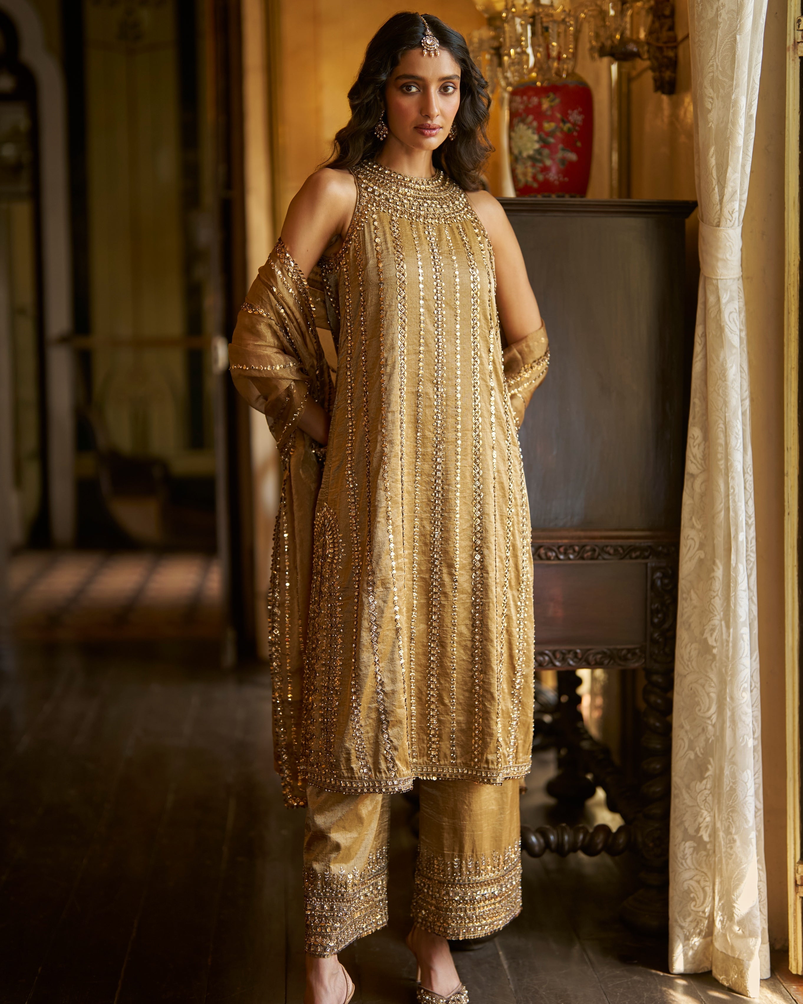 Antique Gold Kurta Set By KYNAH, Luxury Indian Fashion & Bridal Wear