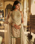 Champagne Emerald Crystal Sharara Set By KYNAH, Luxury Indian Fashion & Bridal Wear