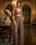 Brown Sequin Sharara Set By KYNAH, Luxury Indian Fashion & Bridal Wear