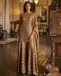 Antique Gold Sequin Sharara Set By KYNAH, Luxury Indian Fashion & Bridal Wear