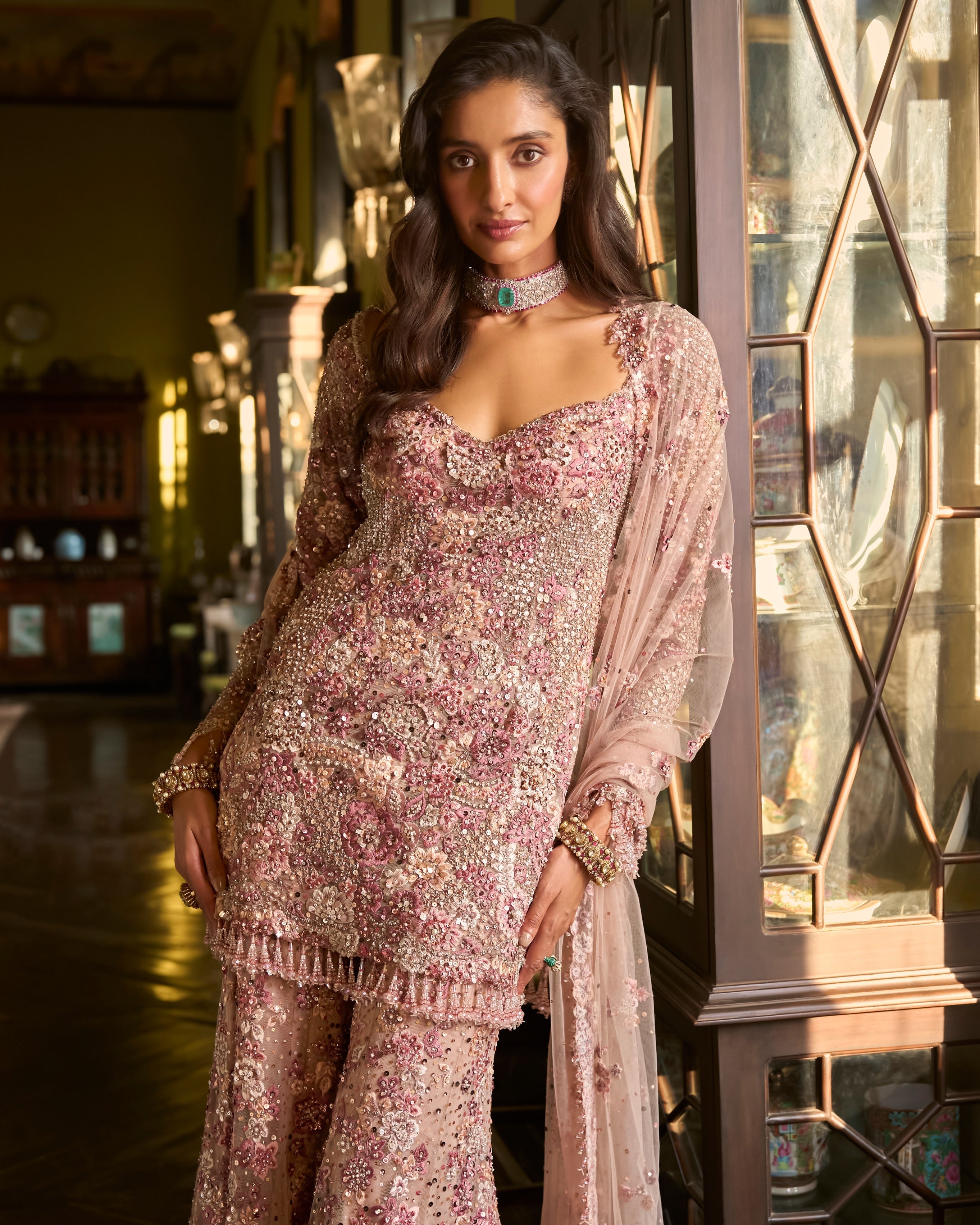 Dusty Rose Sharara Set By KYNAH, Luxury Indian Fashion & Bridal Wear