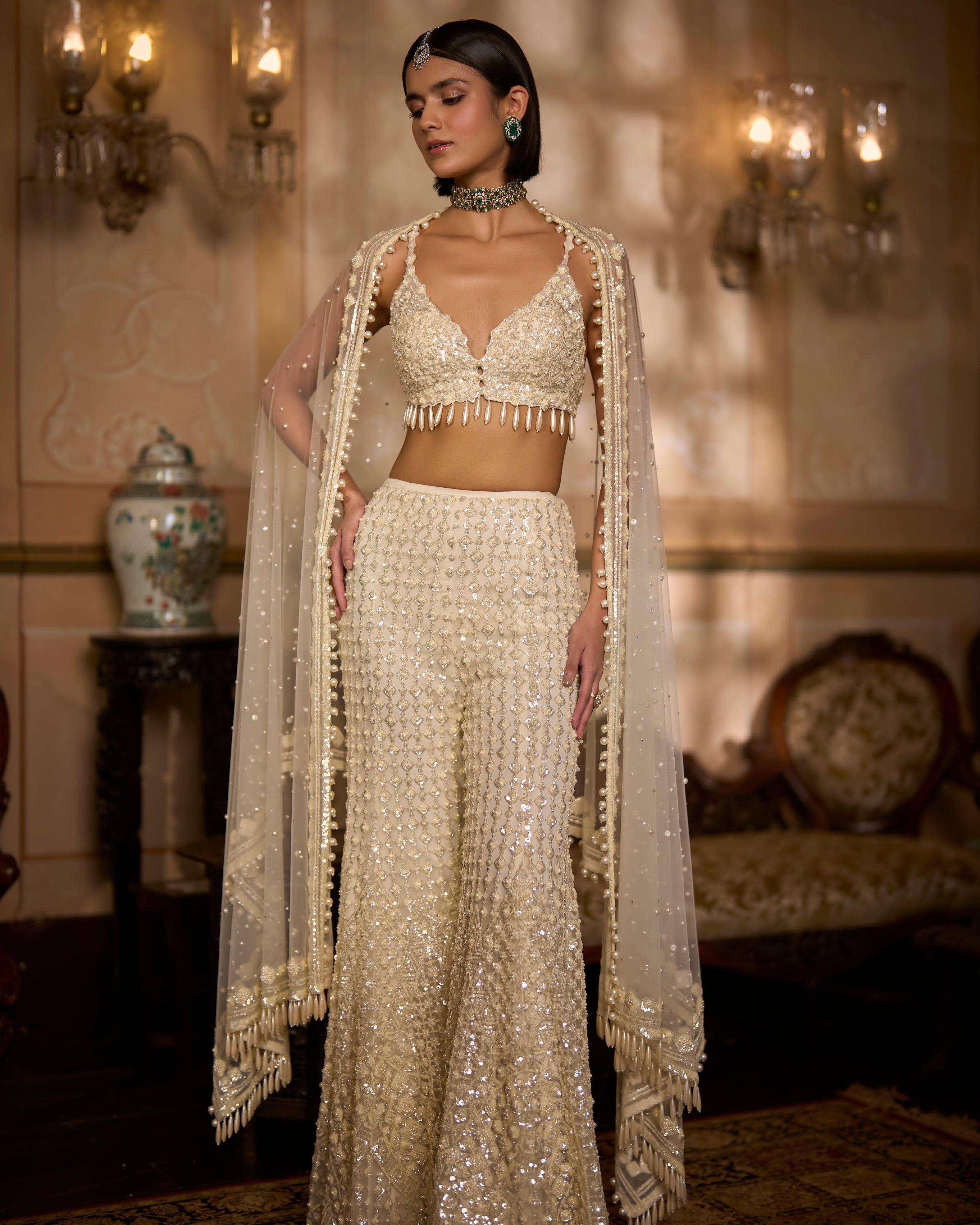 Cream Sharara Set By KYNAH, Luxury Indian Fashion & Bridal Wear