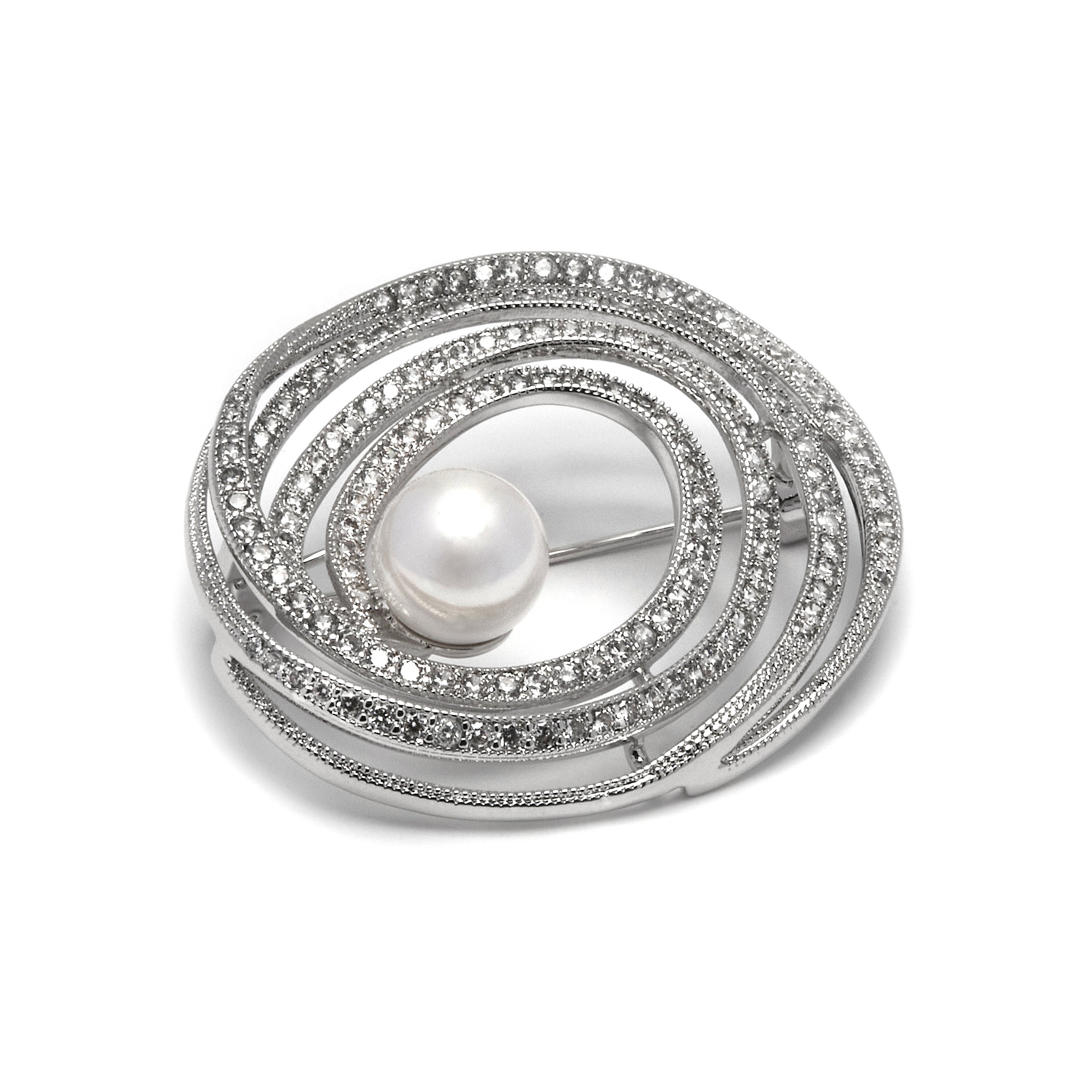 Broche con Circonita Brillante acabado plata - Telah