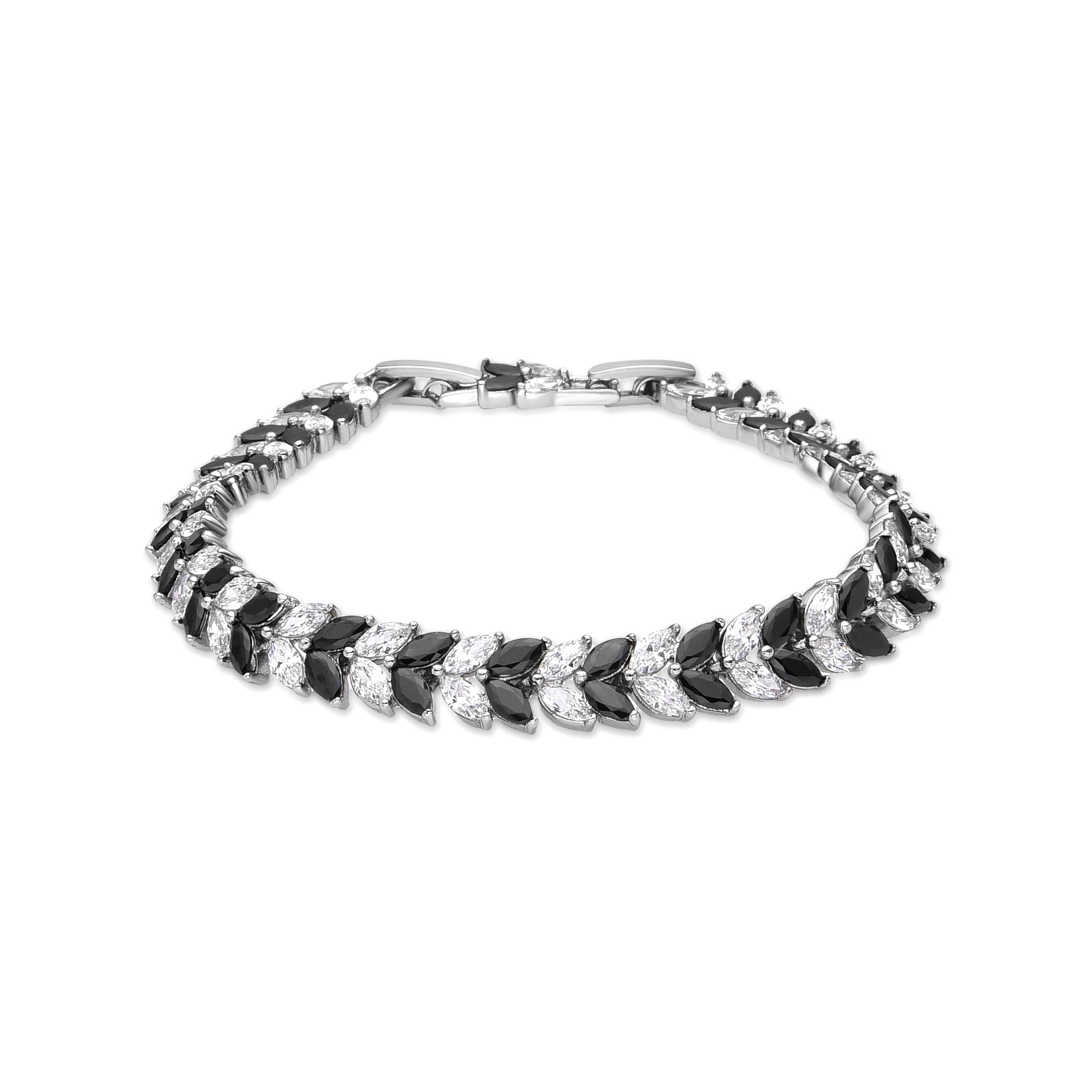 Pulsera con Circonita Onix acabado plata - Mabela