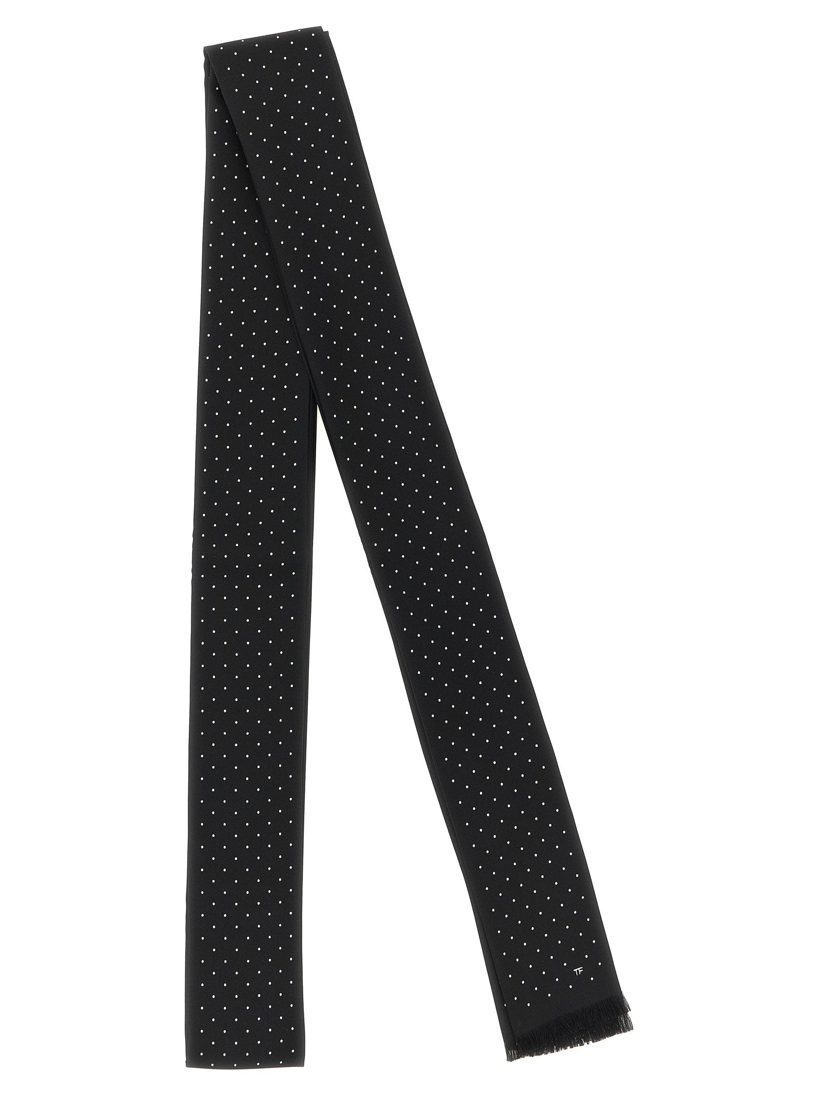 Tom Ford Micro Polka Dot Silk Scarf — Black
