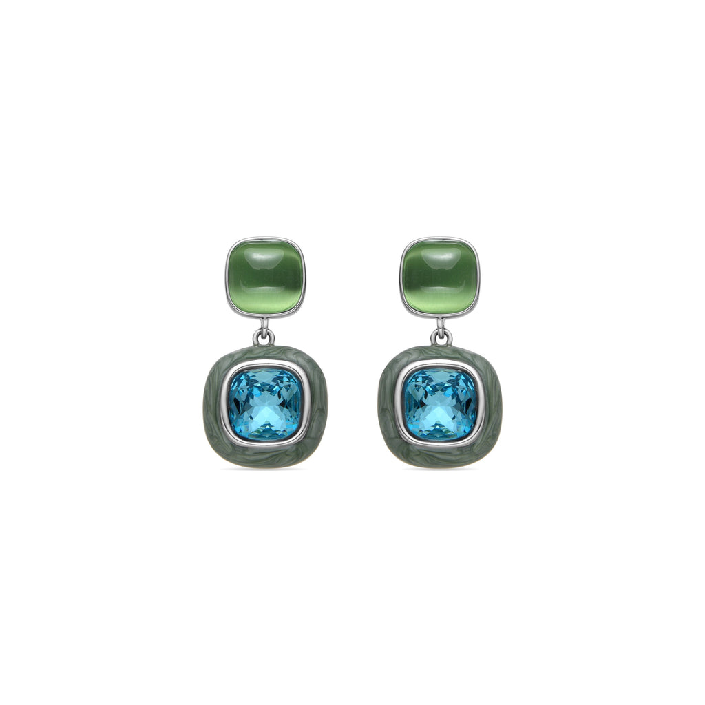 Pendientes con Cristal Azul acabado plata - Xumas