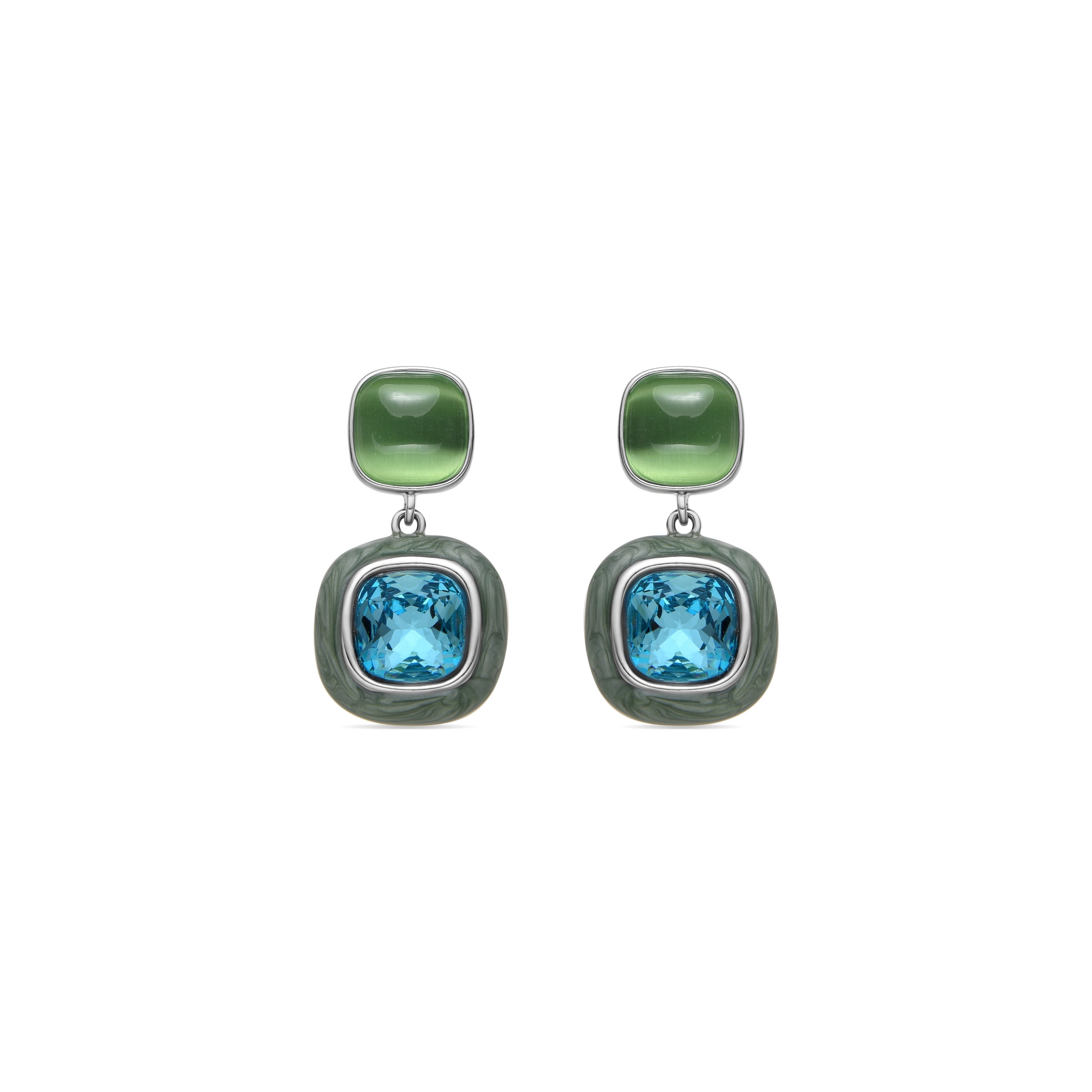 Pendientes con Cristal Azul acabado plata - Xumas