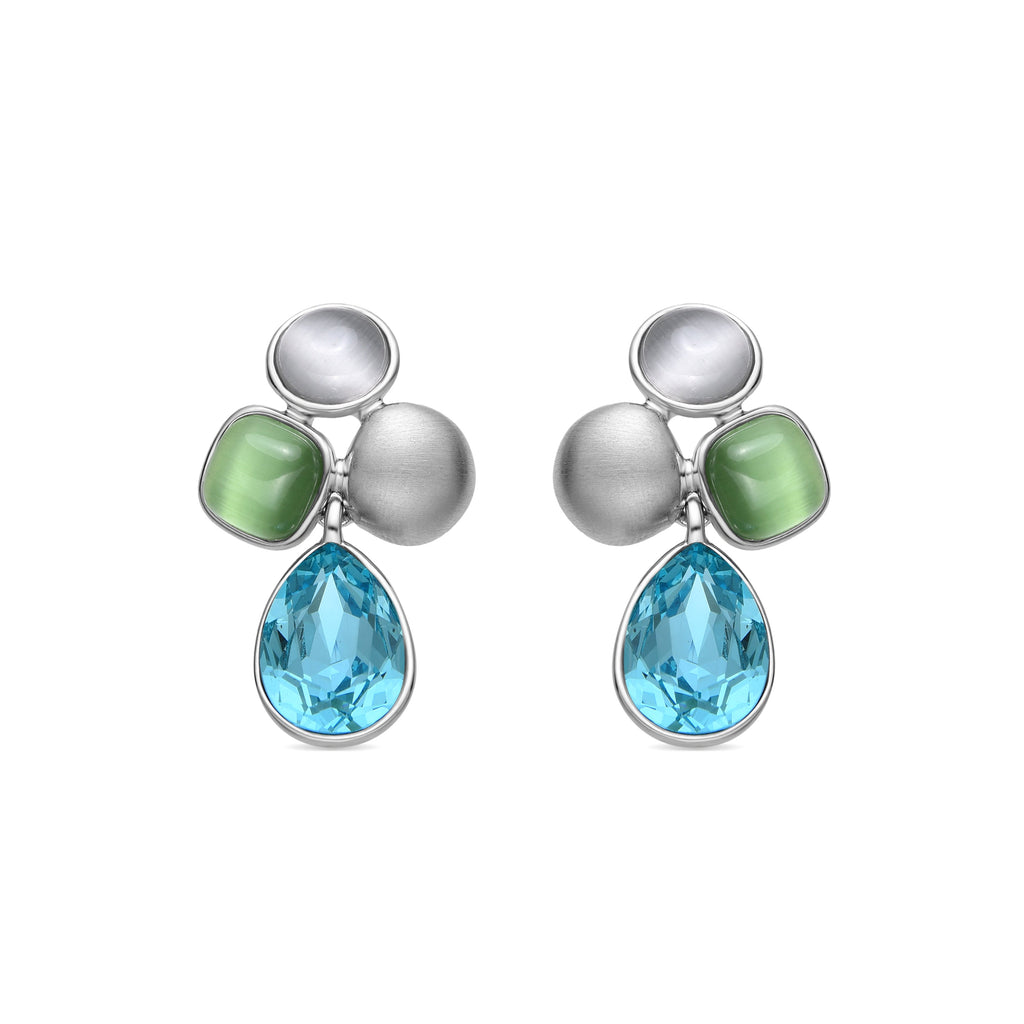 Pendientes con Cristal Azul acabado plata - Vargae