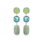 Pendientes con Ojo de Gato Verde acabado plata - Sudi