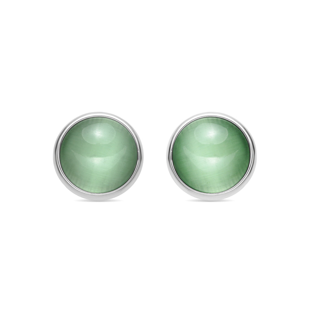 Pendientes con Ojo de Gato Verde acabado plata - Itna