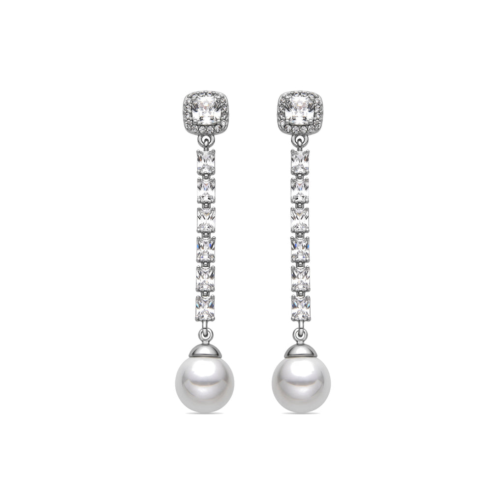 Pendientes con Perla Blanca acabado plata - Otha