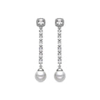 Pendientes con Perla Blanca acabado plata - Otha
