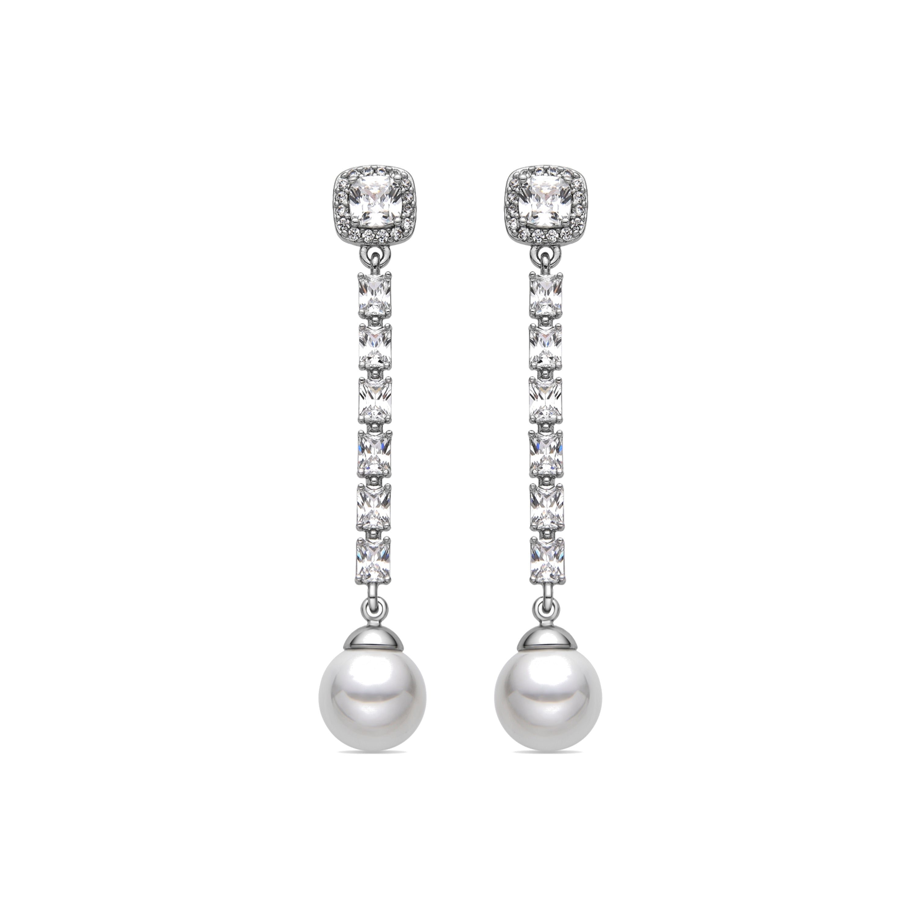 Pendientes con Perla Blanca acabado plata - Otha