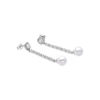 Pendientes con Perla Blanca acabado plata - Otha