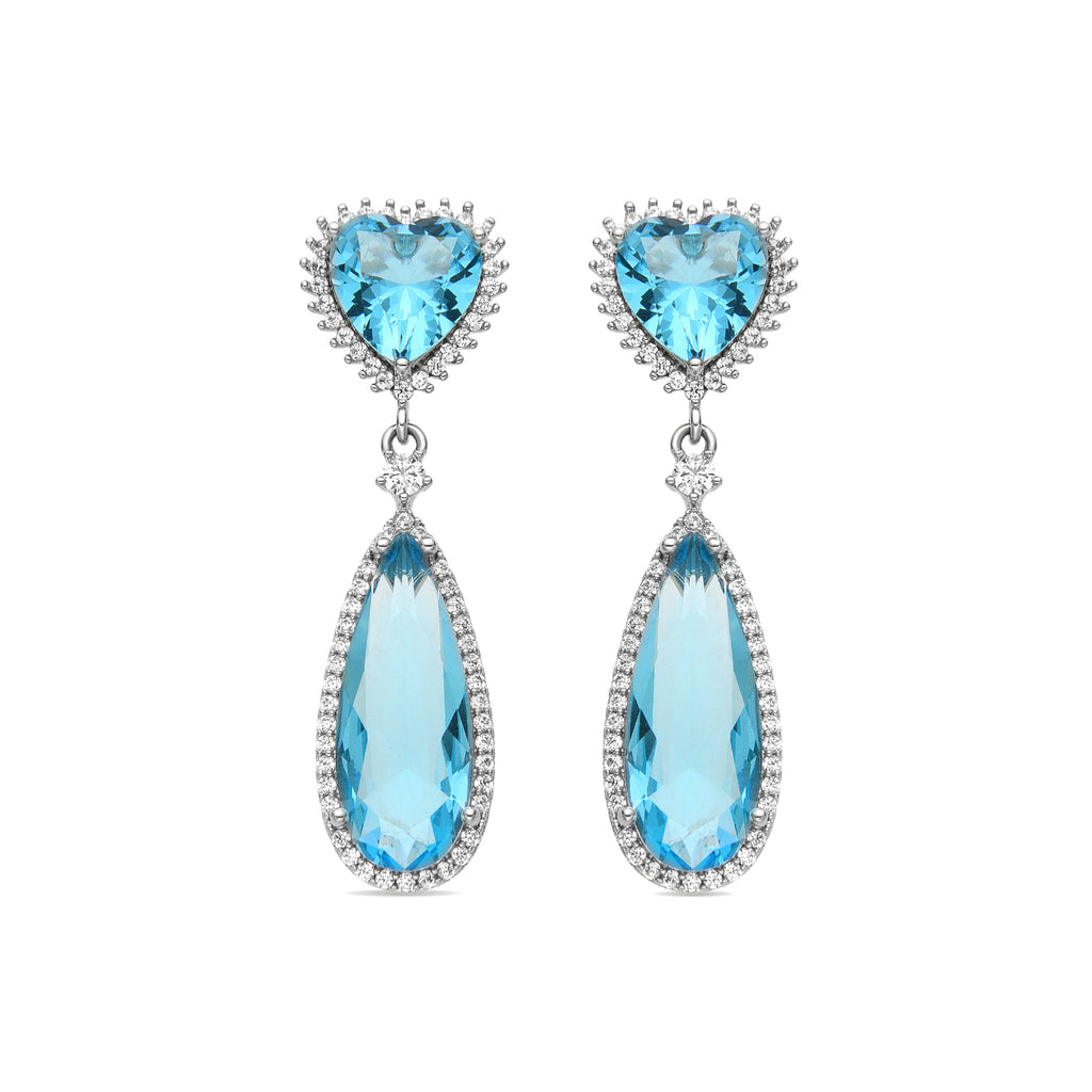Pendientes con Circonita Aguamarina acabado plata - Saiga