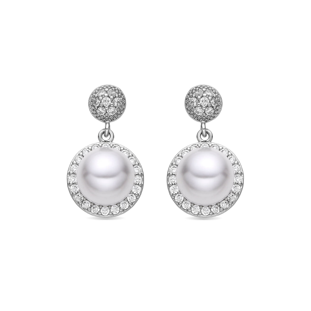 Pendientes con Perla Blanca acabado plata - Saali