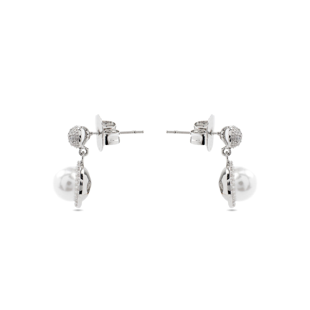 Pendientes con Perla Blanca acabado plata - Saali