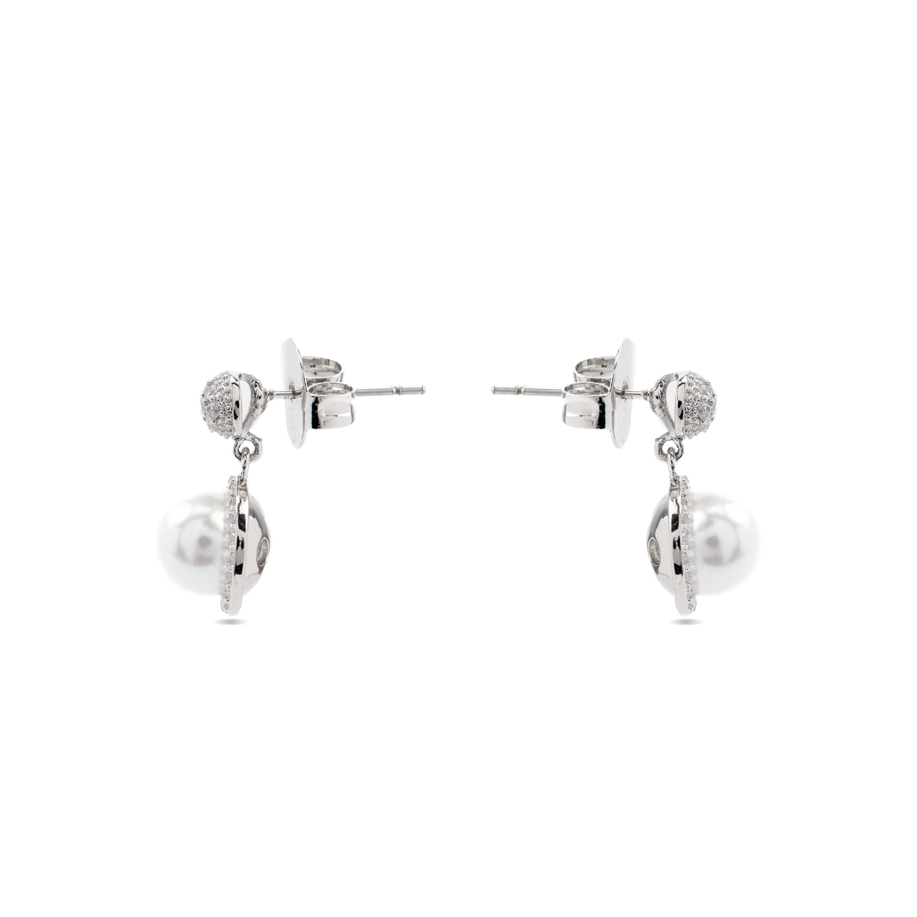 Pendientes con Perla Blanca acabado plata - Saali
