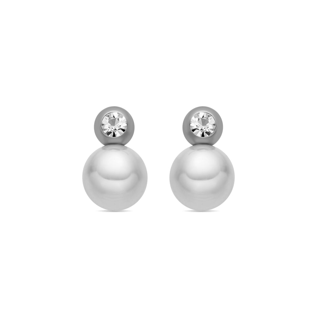 Pendientes con Perla Blanca acabado plata - Asny