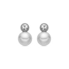 Pendientes con Perla Blanca acabado plata - Asny