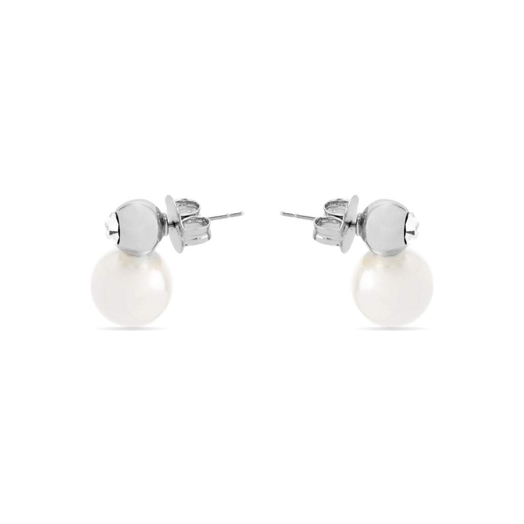 Pendientes con Perla Blanca acabado plata - Asny