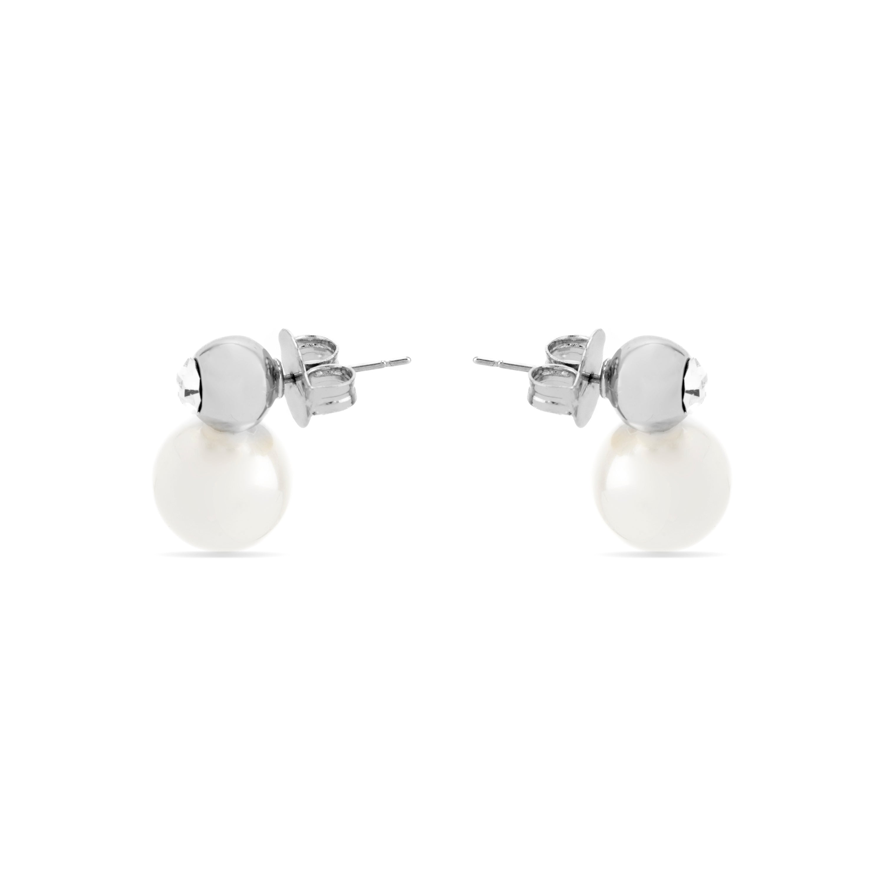 Pendientes con Perla Blanca acabado plata - Asny