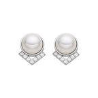 Pendientes con Perla Blanca acabado plata - Erel