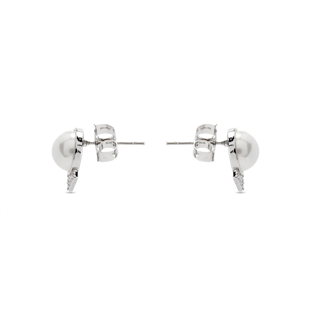 Pendientes con Perla Blanca acabado plata - Erel