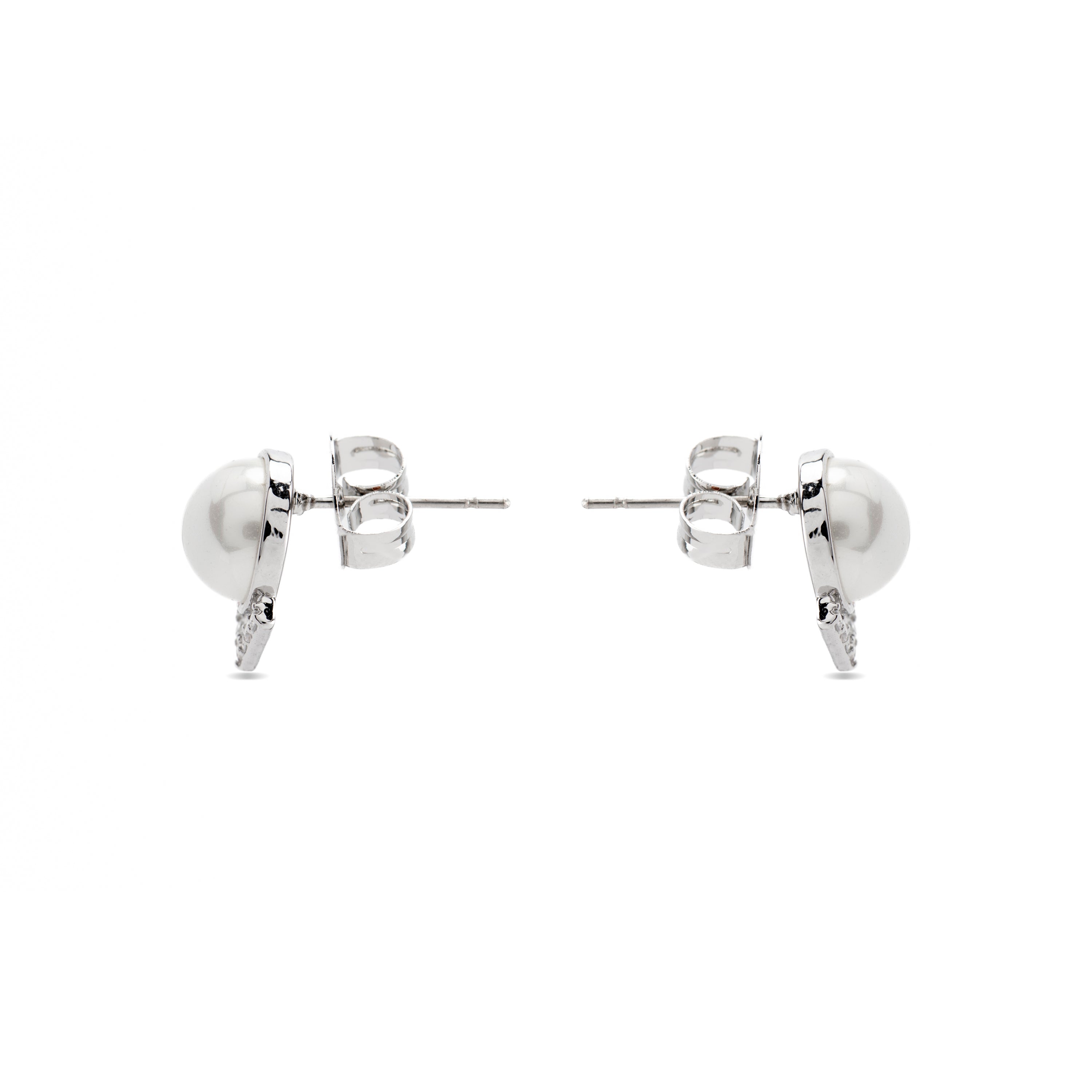 Pendientes con Perla Blanca acabado plata - Erel