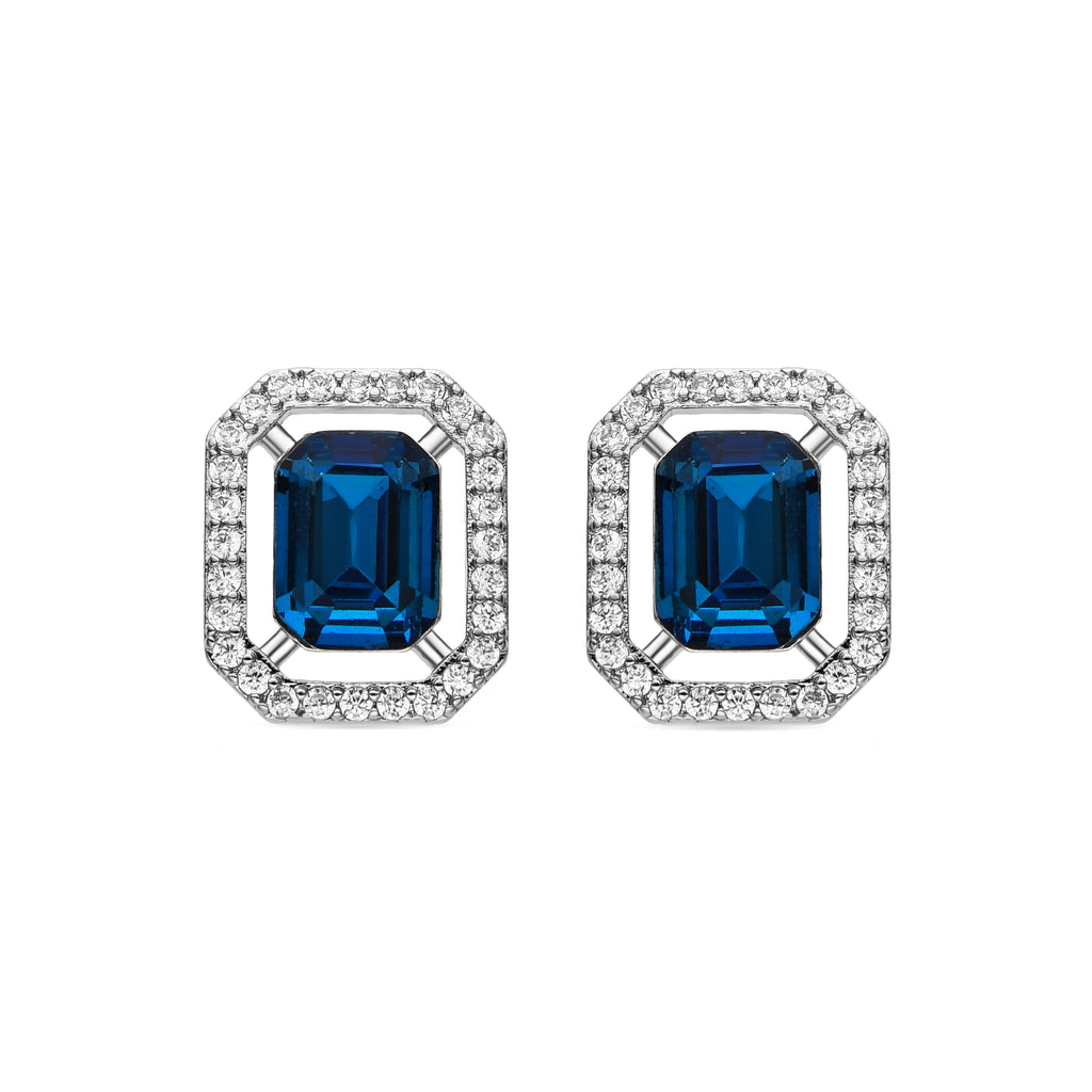 Pendientes con Circonita Topacio Azul acabado plata - Surin