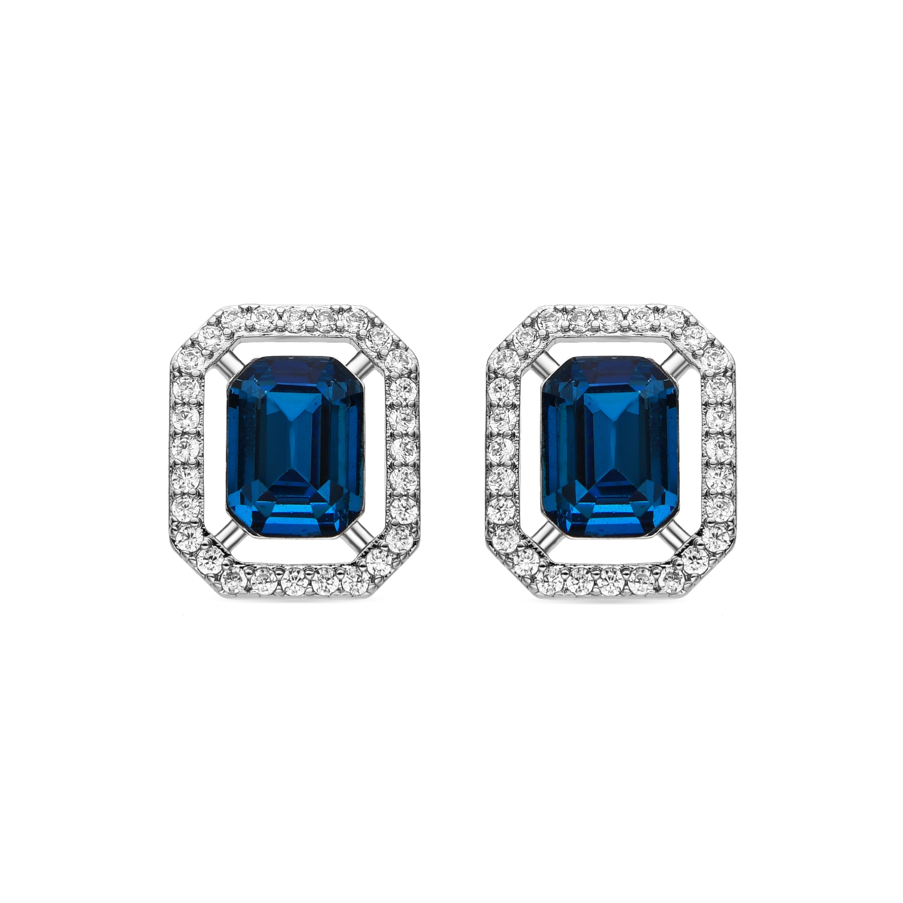 Pendientes con Circonita Topacio Azul acabado plata - Surin