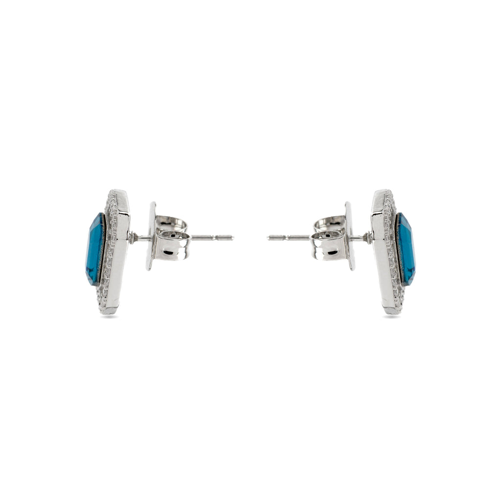 Pendientes con Circonita Topacio Azul acabado plata - Surin