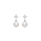 Pendientes con Perla Blanca acabado plata - Miara